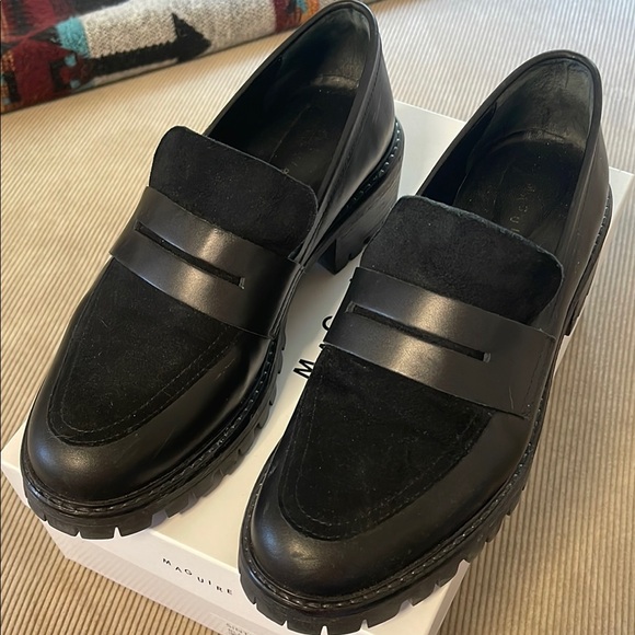 Maguire Shoes - Women’s Black Loafers / Leather & Suede Penny Loafers by Maguire